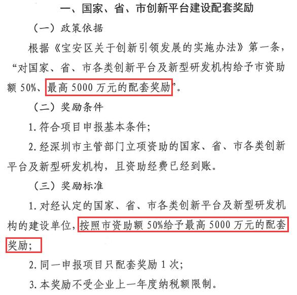 5000萬項目申報獎勵！寶安區(qū)創(chuàng)新平臺及相關機構有福了！